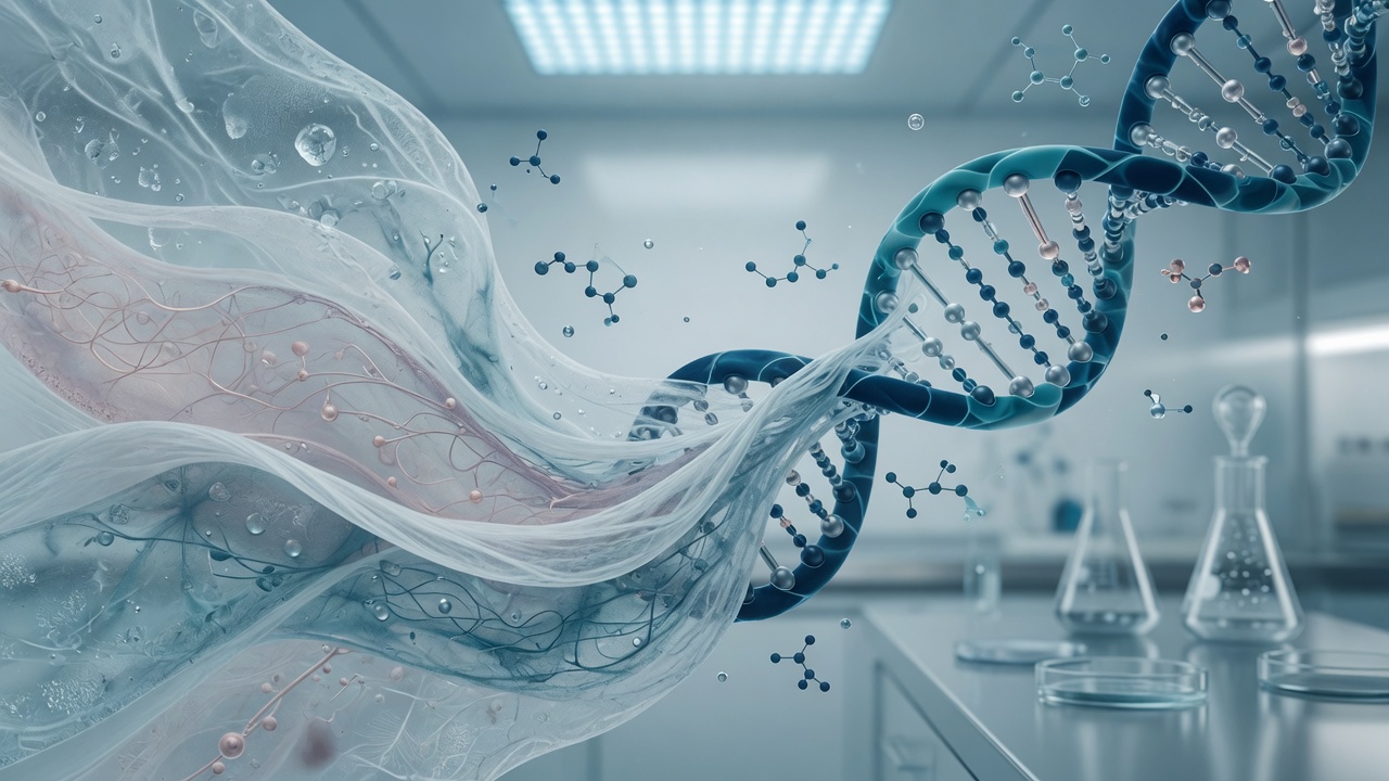 Abstract regenerative research imagery for BPC-157 science overview